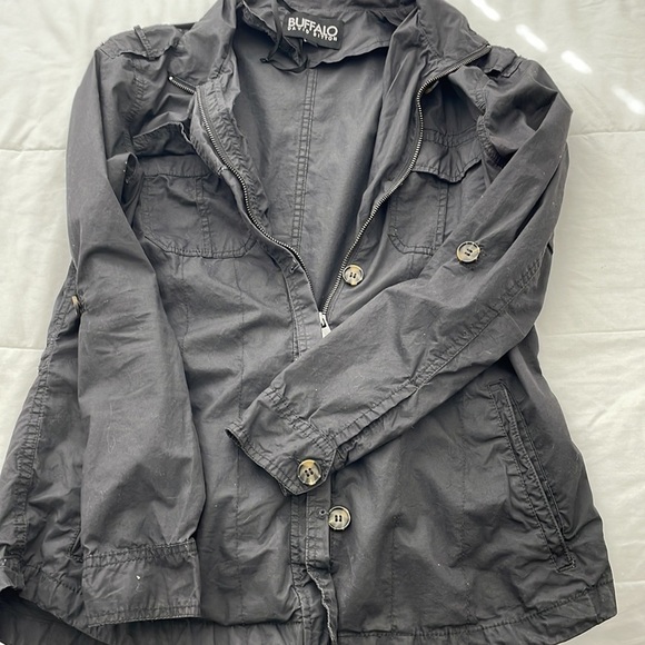 Buffalo David Bitton Women’s Charcoal Lawrence Full Zip Roll Tab Jacket - Small - Picture 4 of 7